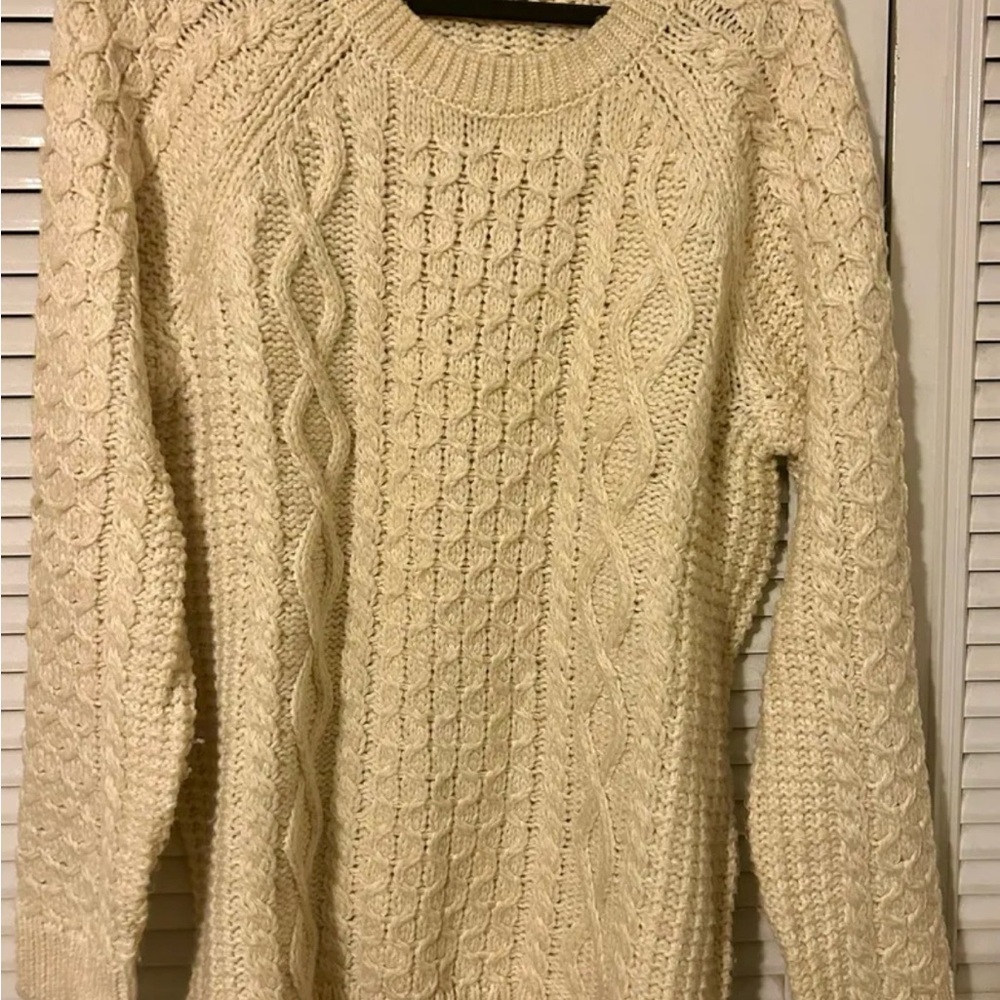 American Eagle Outfitters Cream Cable Knit Sweater